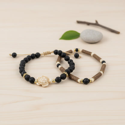 X13 | Гривни с дифузер Howlite Turtle Gold & Black Благополучие, самочувствие, стрес