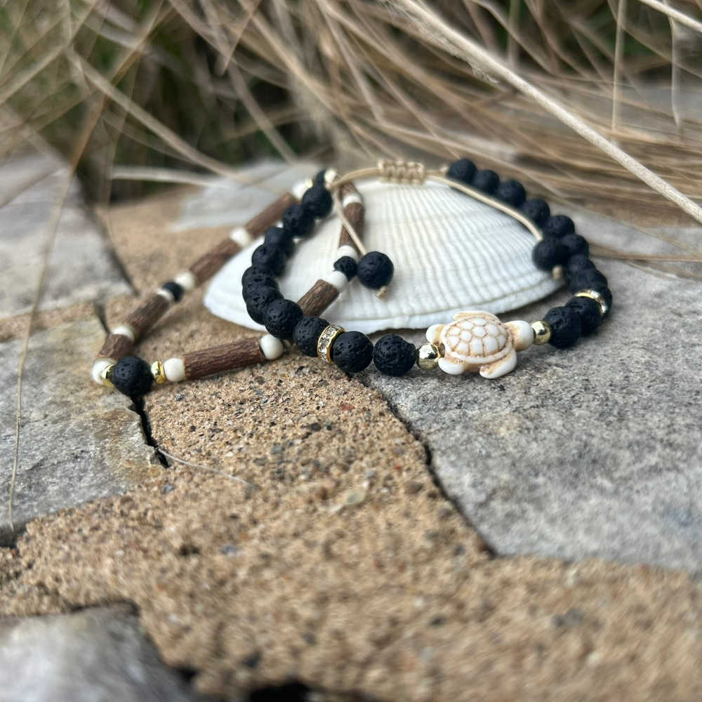 X13 | Гривни с дифузер Howlite Turtle Gold & Black Благополучие, самочувствие, стрес